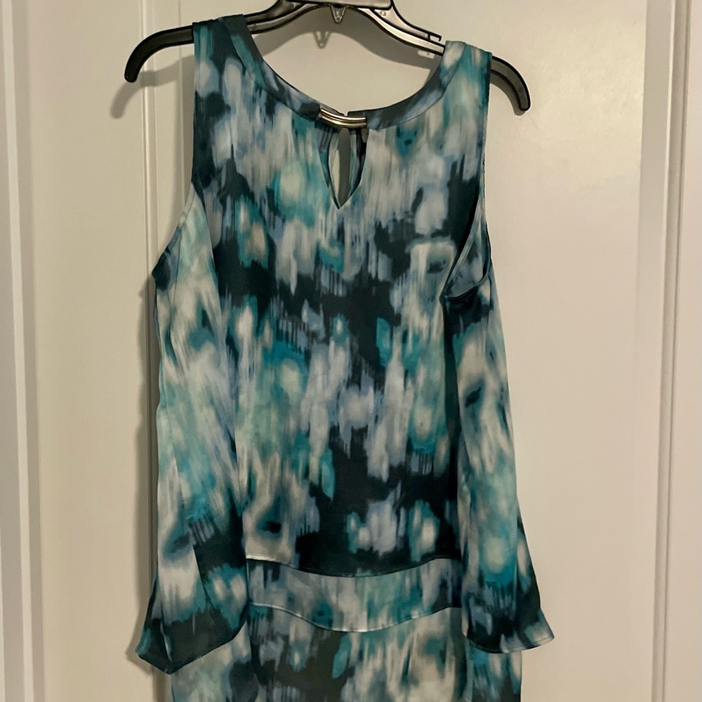 New York & Company Blue and Gray Sleeveless Top
